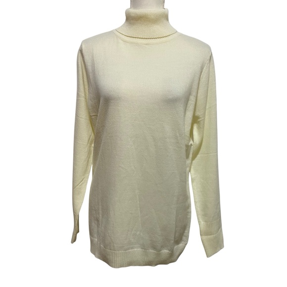 New York & Company NEW Sweater Ivory Turtleneck Sweater Long Sleeve Size Large - Picture 1 of 12